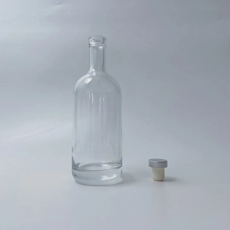 Empty Custom 70cl alcohol bottle glass liquor bottles with cork for vodka whisky rum tequila gin