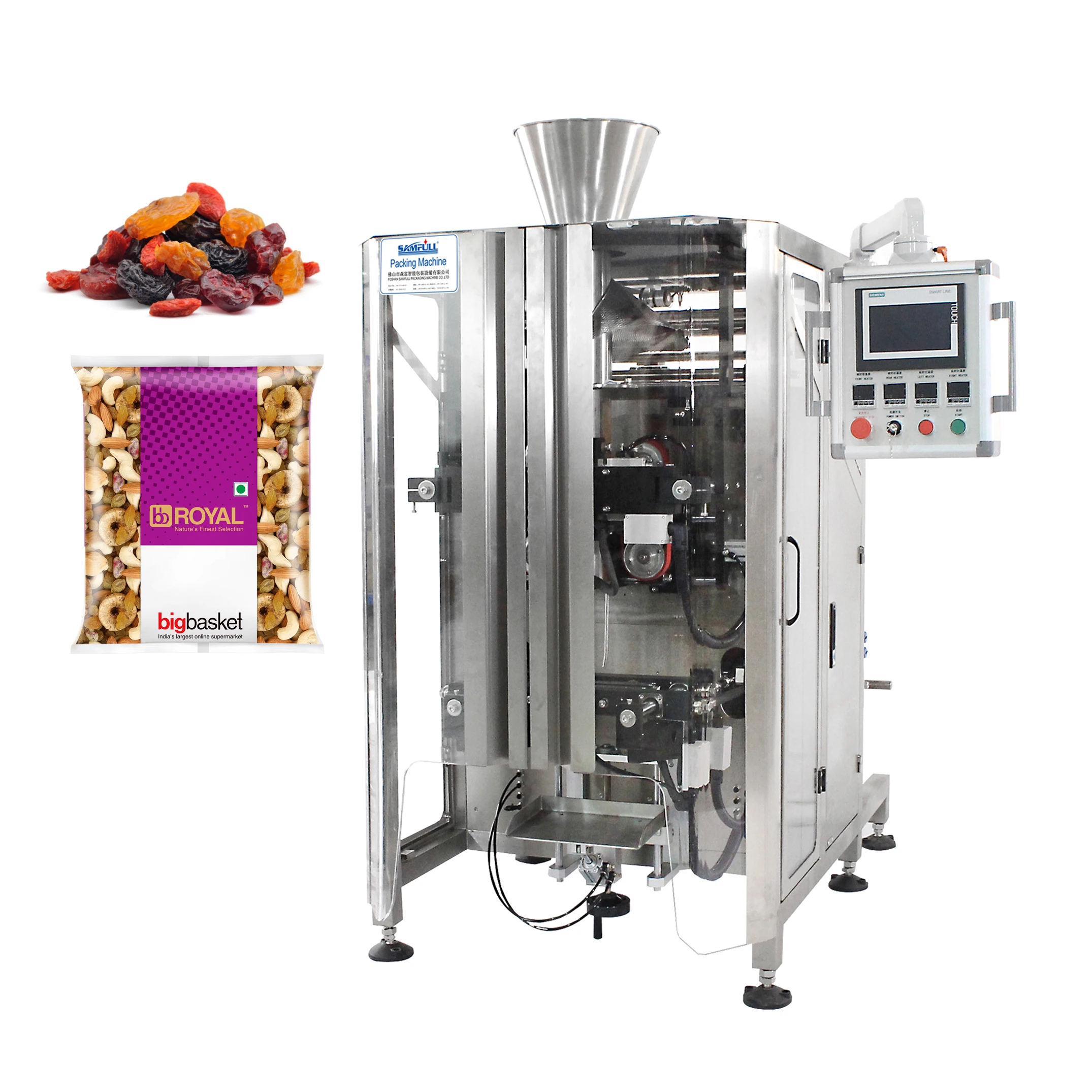 Automatic vffs weighing dry fruit packing machine vertical dried fruit filling packing machine