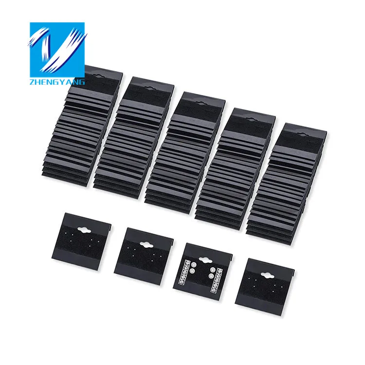 Custom 2*2 inch Jewelry display  Black PVC Earring Cards with Black Velvet and Hooks