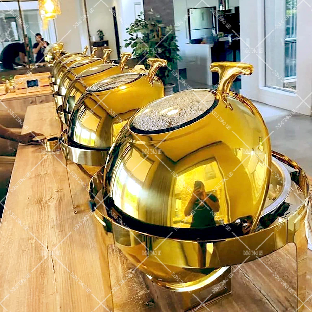 Hotel Buffet Commercial Equipment Food Warmer Stainless Steel Top Round Clamshell Chafing Dish Warmer For Party Chafing Dishes