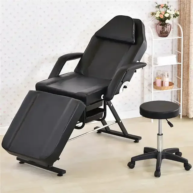 portable adjustable beauty recliner facial bed manual hydraulic pump massage eyelash bed chair