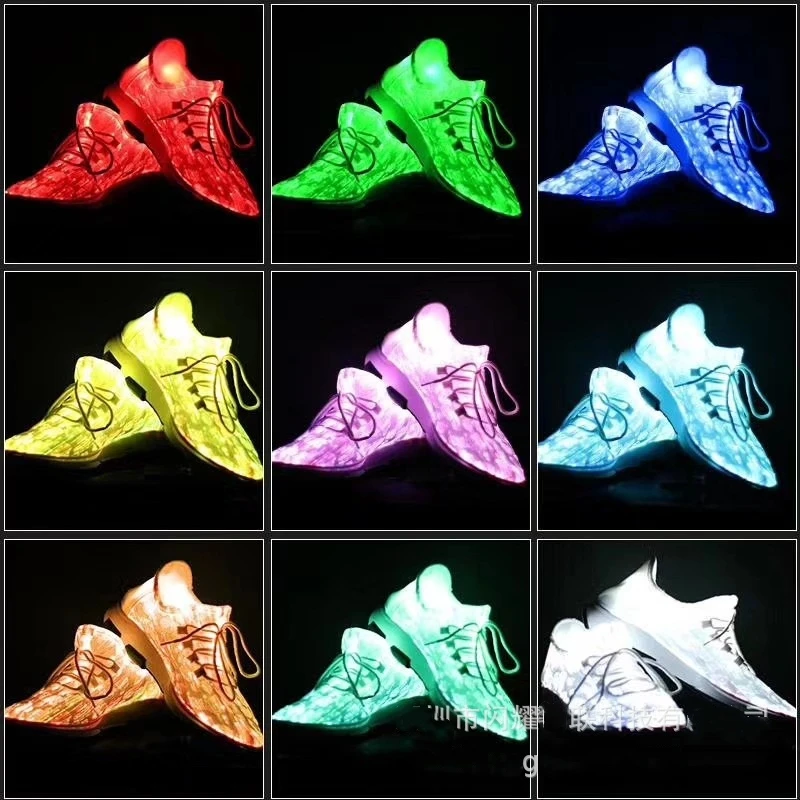 RGB моющаяся волоконно-оптическая обувь светящаяся светодиодная ткань унисекс