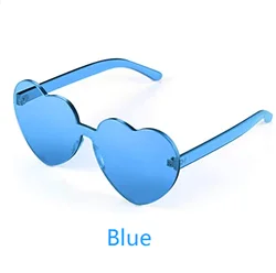 Heart Shaped Sunglasses Transparent Candy Color Heart Frameless Glasses Party Favors