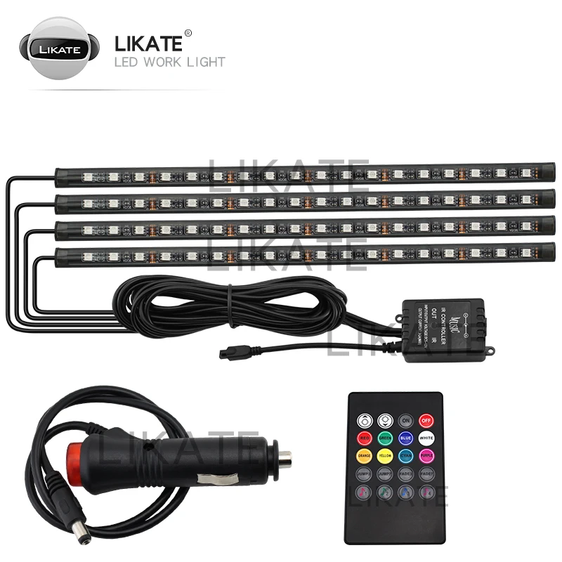 Lkt 4 шт. подножка автомобиля Rgb дистанционное приложение 5050 интерьерная атмосфера 18 светодиодов Smd гибкая светодиодная лента для