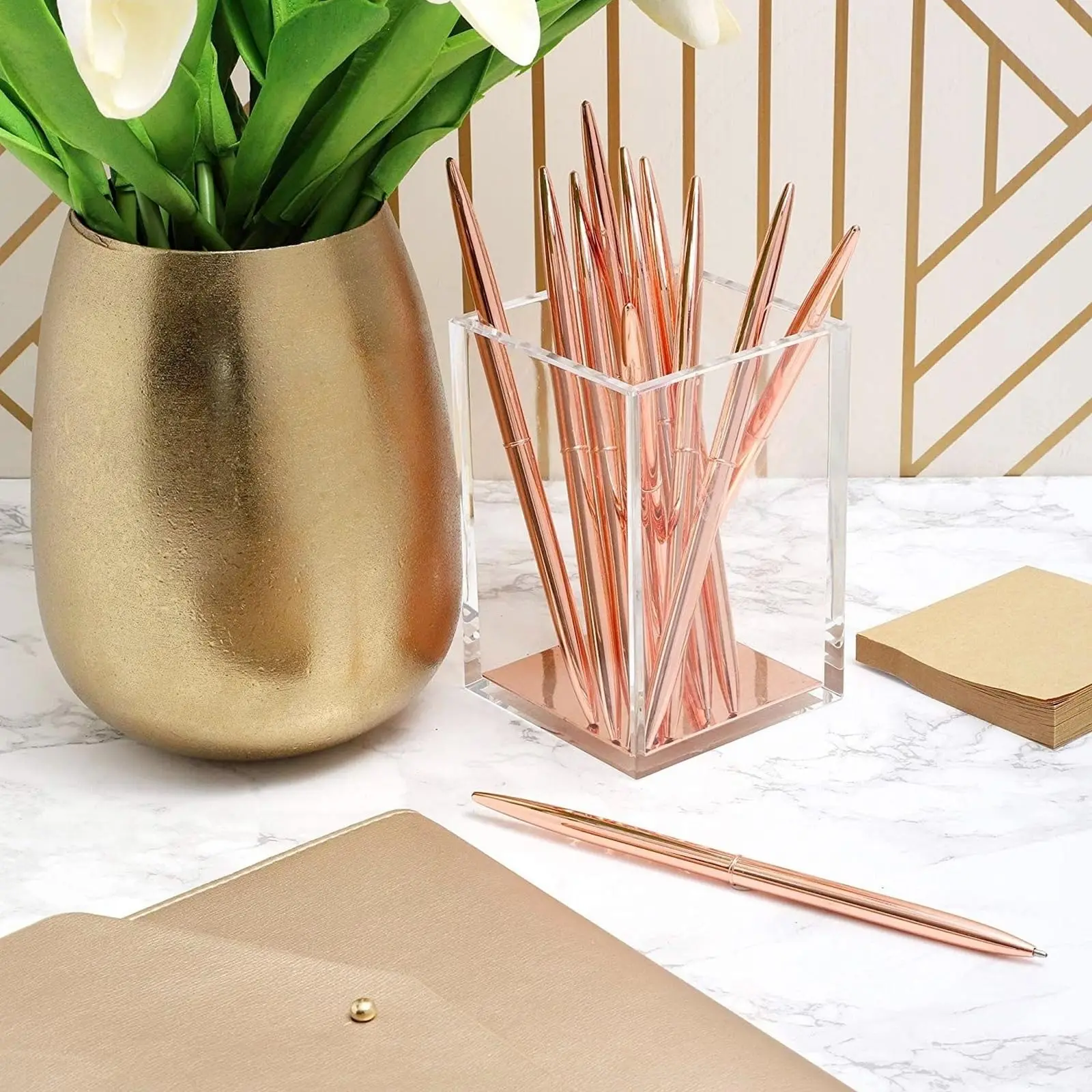 Rose gold 8PCS set custom metal ballpoint pens custom pens with custom logo stationery