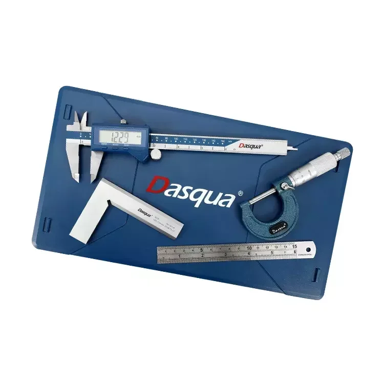 Dasqua 4Pcs Measuring Set 150mm Digital Caliper 0-25mm Outside Micrometer 90 Degree Beveled Edge Square Steel Ruler