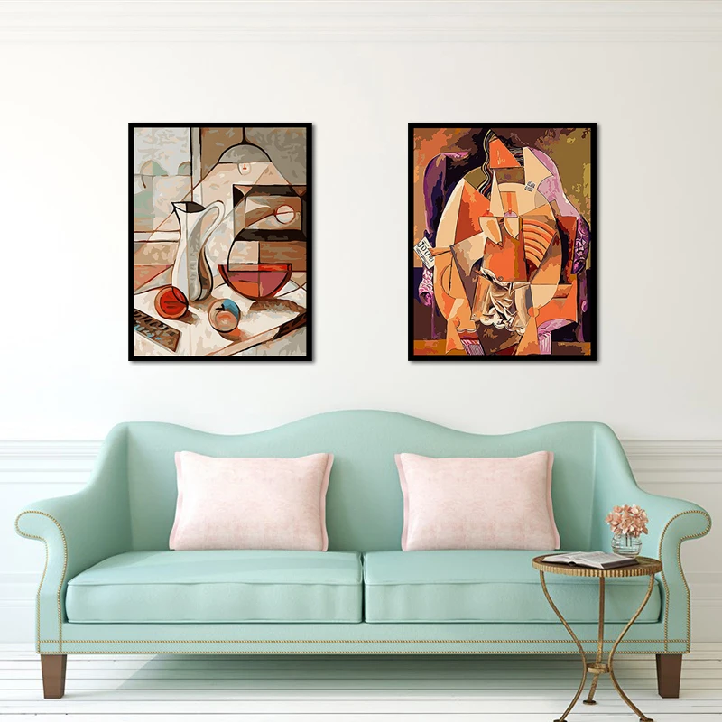 Factory Wholesale Frame Picasso Abstract Nordic Style Adult Paint By Number Print On Canvas A Woman Under The Lamp Oil Painting