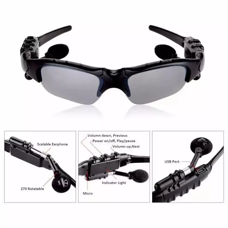Fashion Sun Glasses Headphone Smart BT Cycling Sunglasses Sport Music Outdoor Riding Wireless Earphone With Mic