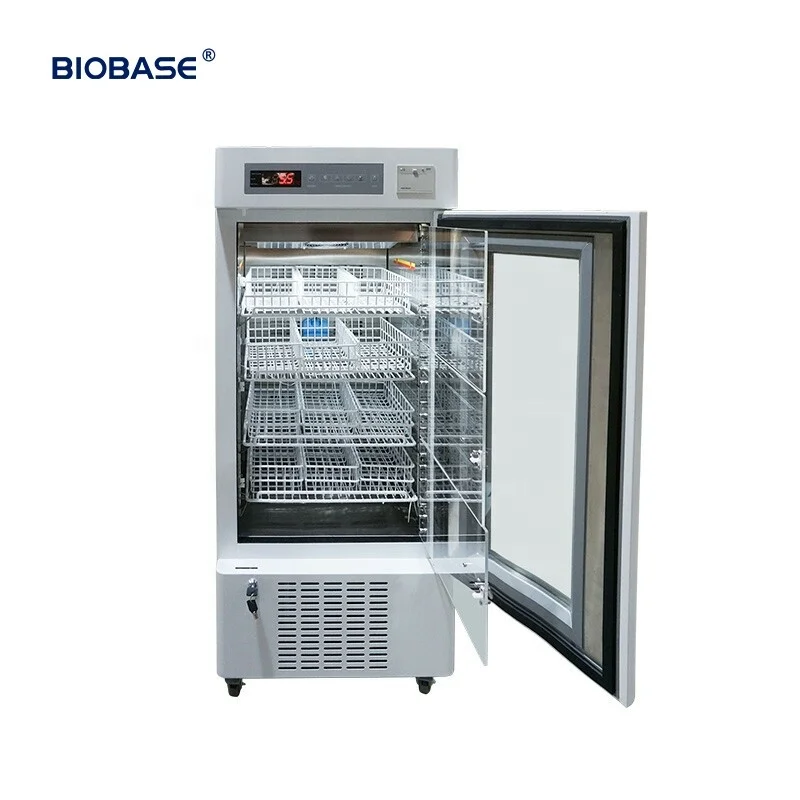 Biobase 160L Blood Bank Refrigerator Double Layer Glass Door Vertical Laboratory Refrigerator