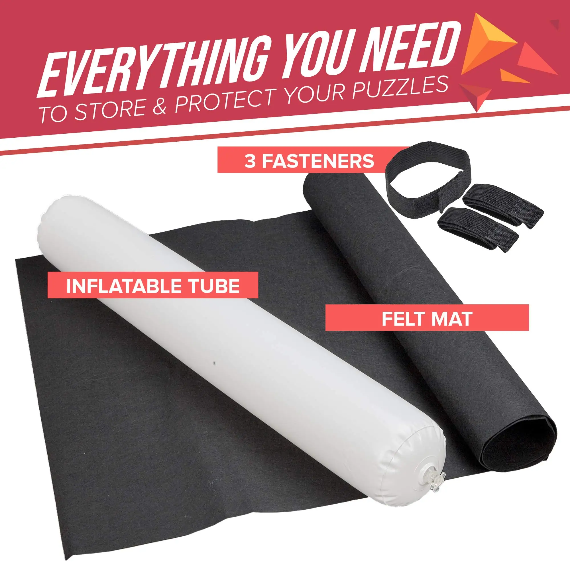 Large Puzzle Roll Up Mat Store Transport Jigsaw Puzzles 1500 Pieces 46X26 Inch Felt Mats Inflatable Tube 3 Elastic Fasteners