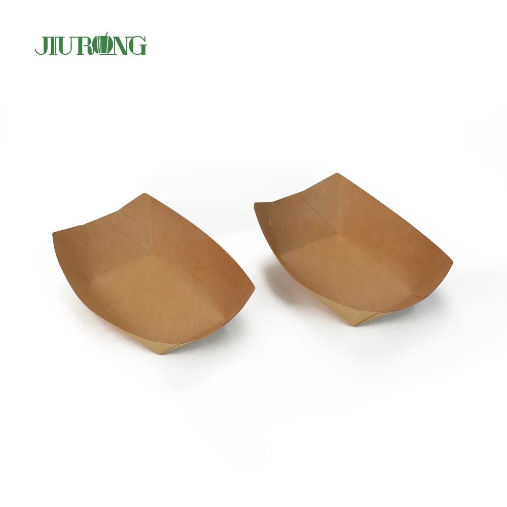 Sustainable Eco Friendly Disposable Snack Kraft Food Paper Tray Food  Packaging Container