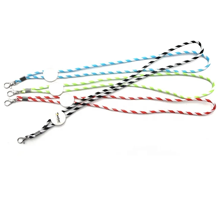 OEM custom country flag logo epoxy sticker round rope with circular adjusting button neck lanyard