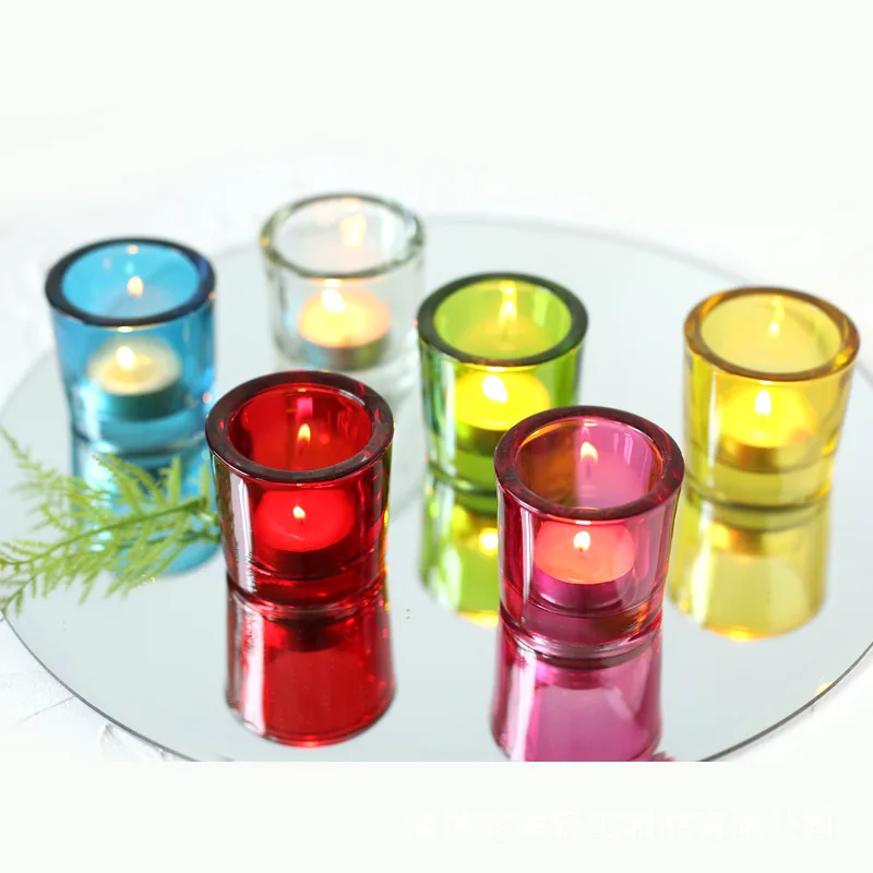 Supplier holographic mini size empty glass square candle jars