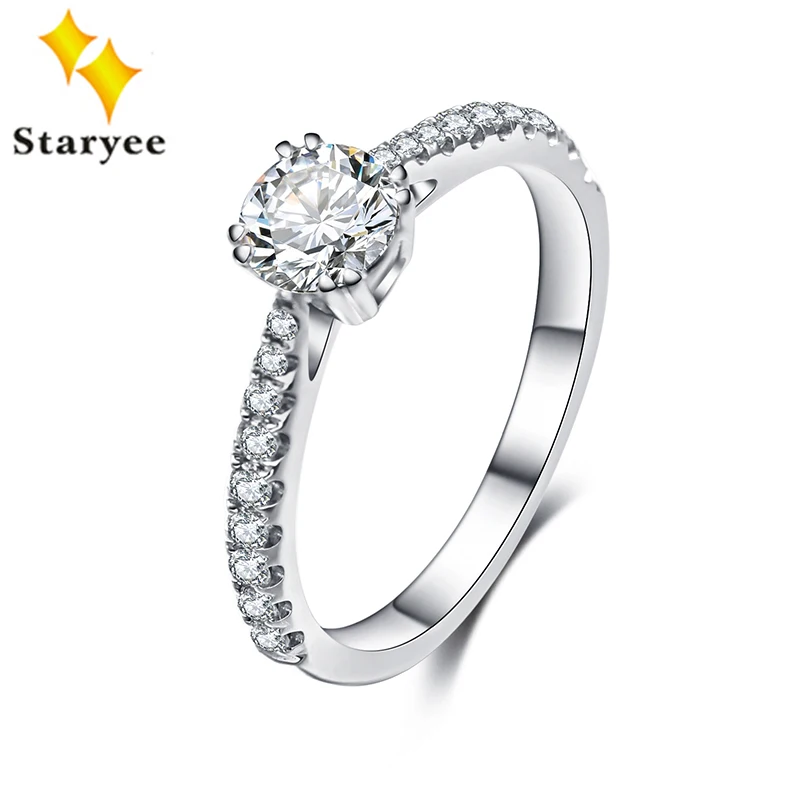 New CHARLES COLVARD Moissanite Engagement Ring 18K White Gold 0.5CT GH Near Colorless VVS FOREVER ONE Moissanite Ring For Women