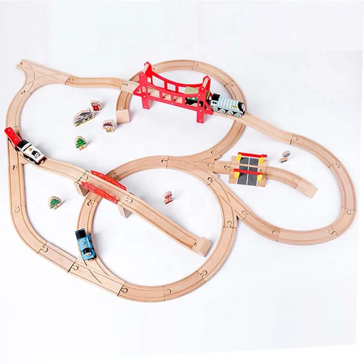 Wooden Train Toy Wooden Car Track Set for Kids
