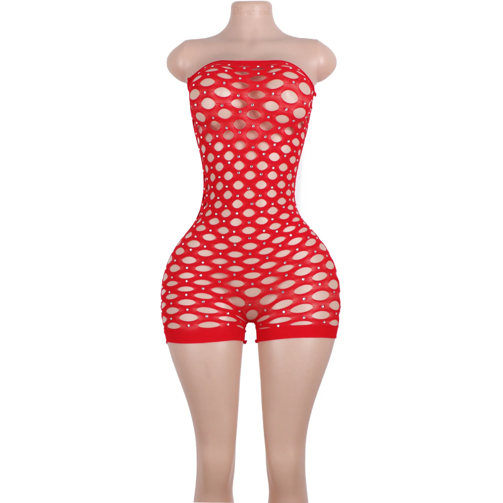 Exotic Women Rhinestone Mesh Bodysuit Nightclub Shorts Set Dancer Sexy Dancewear Striper Outfits Performance Wear Underwear