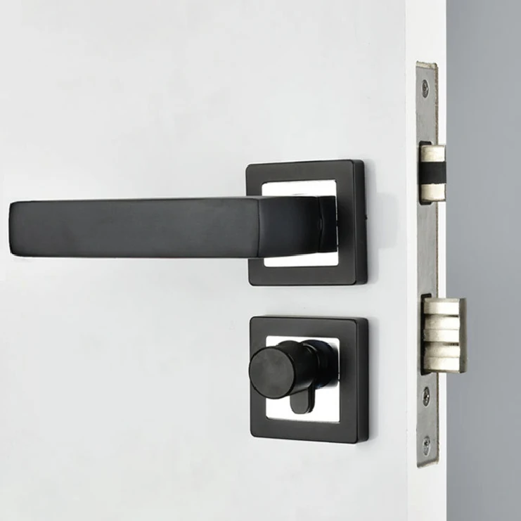 Hot Sale Factory Zinc alloy Black Door Lock Handle Set Door