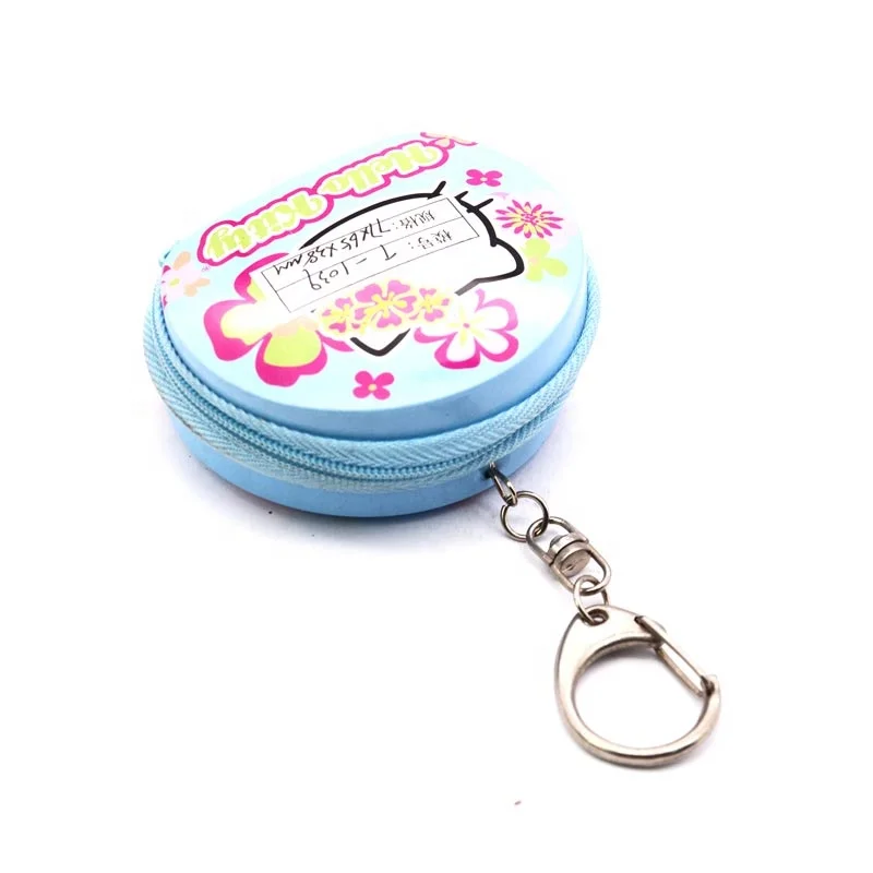 Keychain With Zipper Coin Bank Money Saving Tin Cans Water Color Flip Lid Condom Tin Box