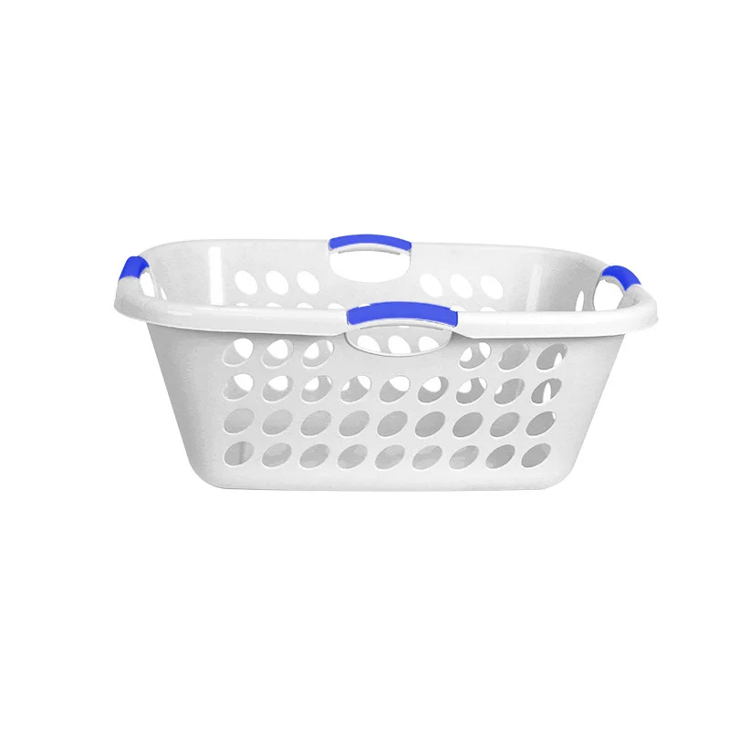 Fashionable Rectangular Plastic Laundry Basket Portable Handle Household Clothing Storage Basket Hollow Breathable Dirty Basket