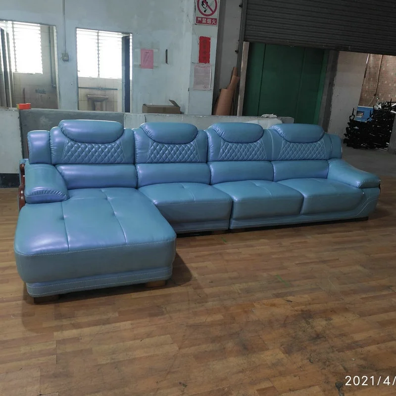  Blue color luxury wholesaler price godrej sofa set design L shape