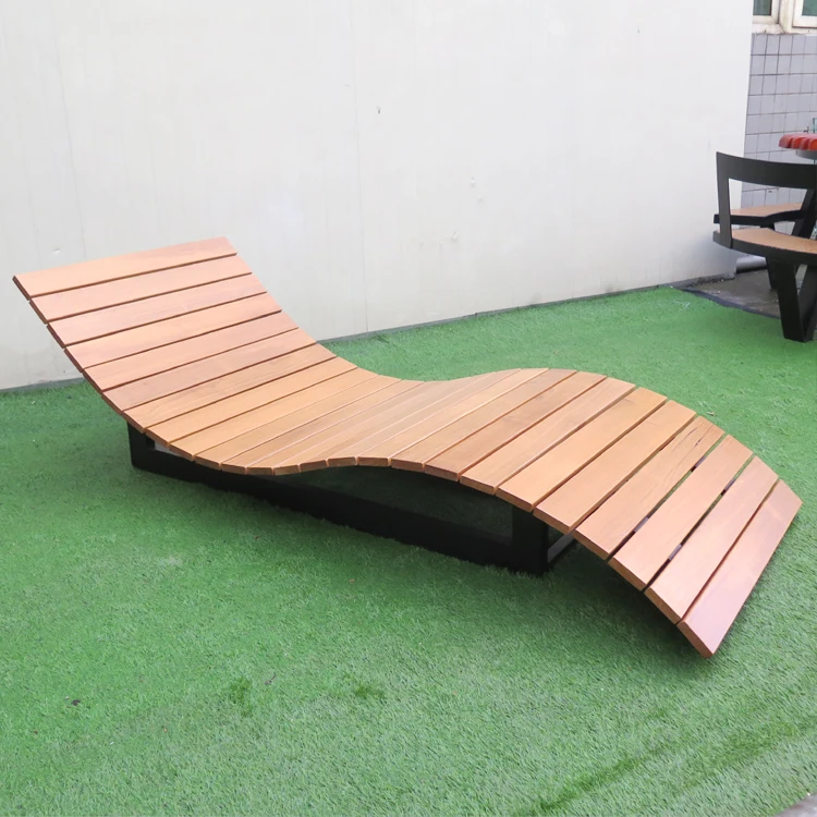 Деревянный шезлонг популярный современный завод открытый дизайн уличный индивидуальная деревянная уличная мебель