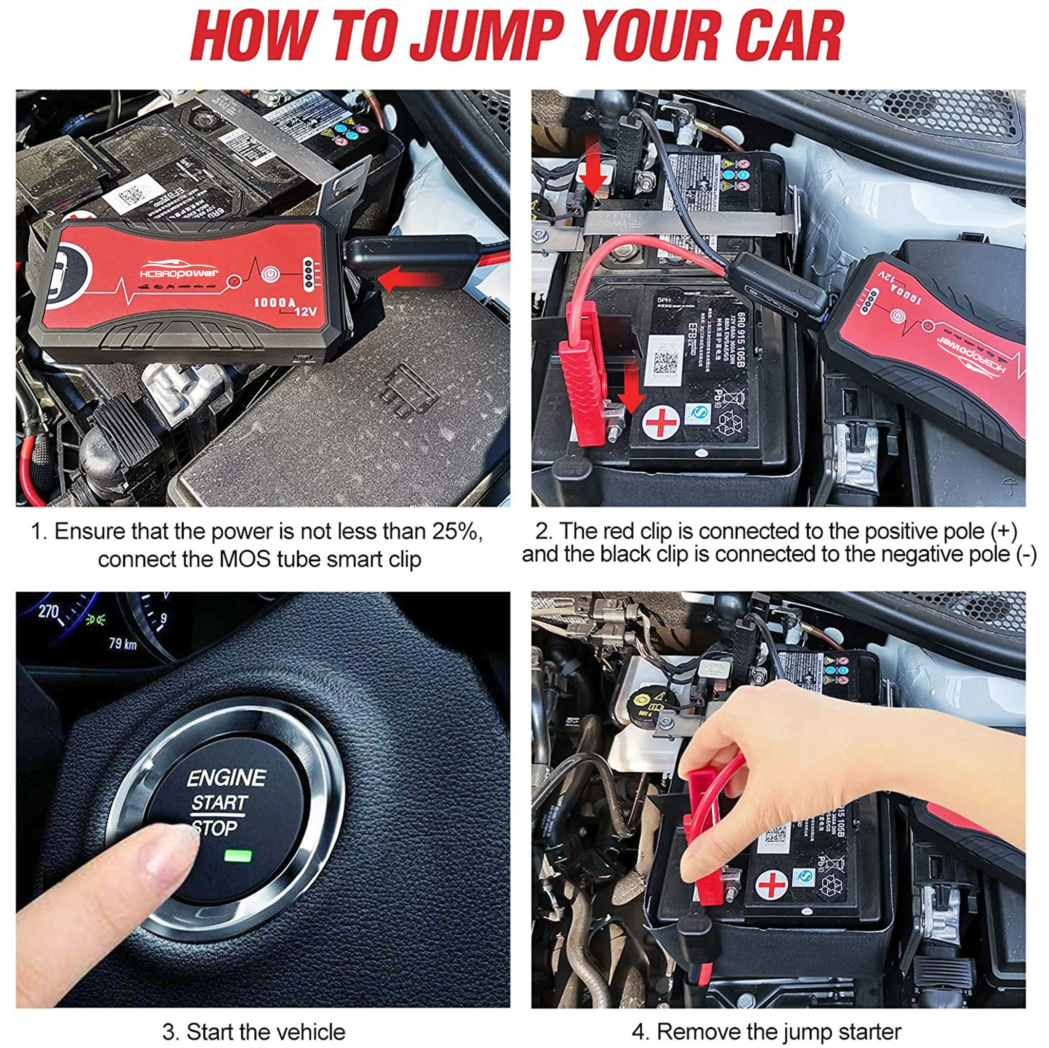 New Fast High Magnification Flexible Portable Jump Starter Strong Car Battery Charger Car Battery Jump Starter