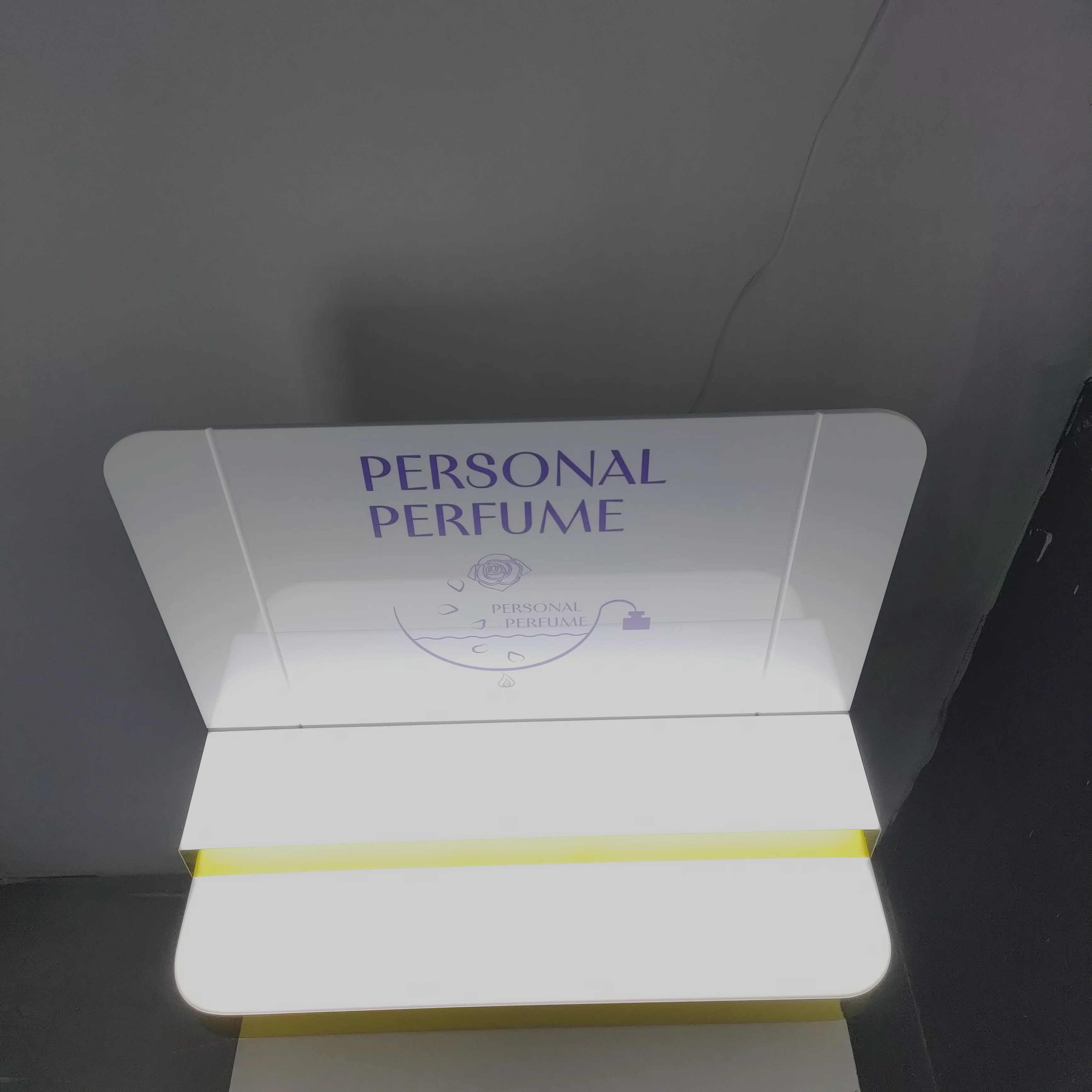 High Quality Customize Acrylic Display Cosmetic Product Display Stands Luminous Two-Layer Perfume Display Rack