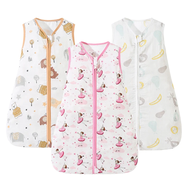 TONWHAR Baby Bamboo Sleeping Bag Kids Cotton Sleeping Sack Toddler 2-way Zipper wearable, baby sleeping bags