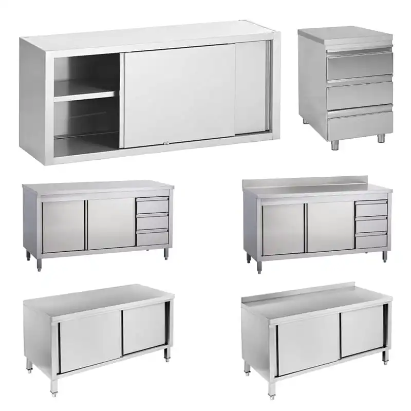 Hotel Restaurant Stainless Steel Kitchen Wall Hanging Cabinet Convenient And Practical Dish Cabinet With Sliding Doors