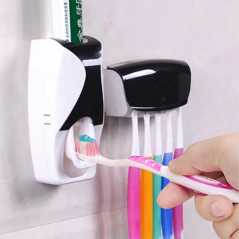 New Hot Sale Home Automatic Squeezing Toothpaste Device Sticky Toothbrush Hanging PP Silicon Convenient Living Washing Room Set