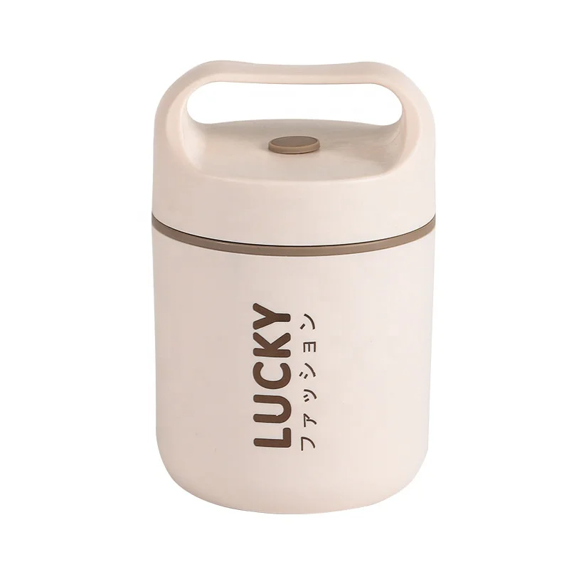 Lucky Lunch Container Stainless steel Vacuum Thermal Bento Lunch Box Soup Containers Wide Mouth 500ml Breakfast cup hot food jar