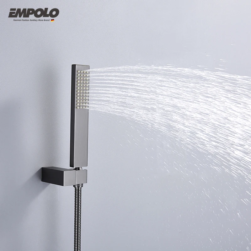 Bath & Shower Faucets Luxury Concealed Wall Mounted Black Bathroom Rain Bath Hot And Cold Solid Brass Shower Faucet Set