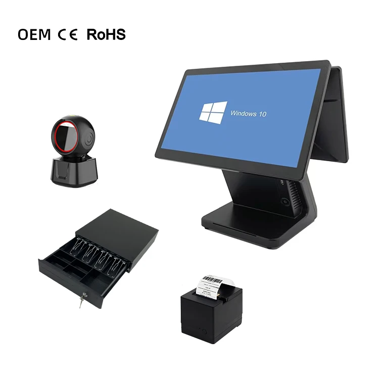 Brand New 15.6 inch Capacitive Dual Screen cash register pos  for Supermarket Restaurant Retail