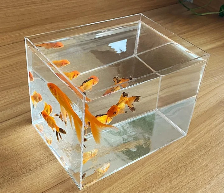 High Transparent Acrylic Fish Bare tank Open Aquarium Desktop Small Rectangular Water Plant Tortoise