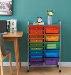 GMJ  Wholesale  Manufacturer Home Trolley Cabinet 15 Tier Plastic Storage Drawer Cart