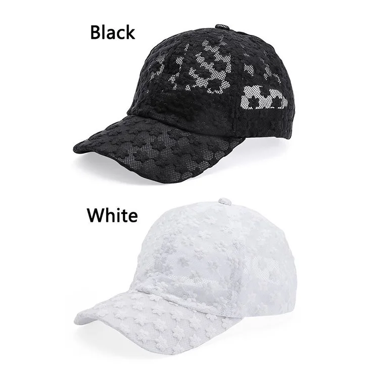 Top Quality Fashion Summer Sun Visor Hollow Breathable Peaked Cap Lace Baseball Cap Hat For Women