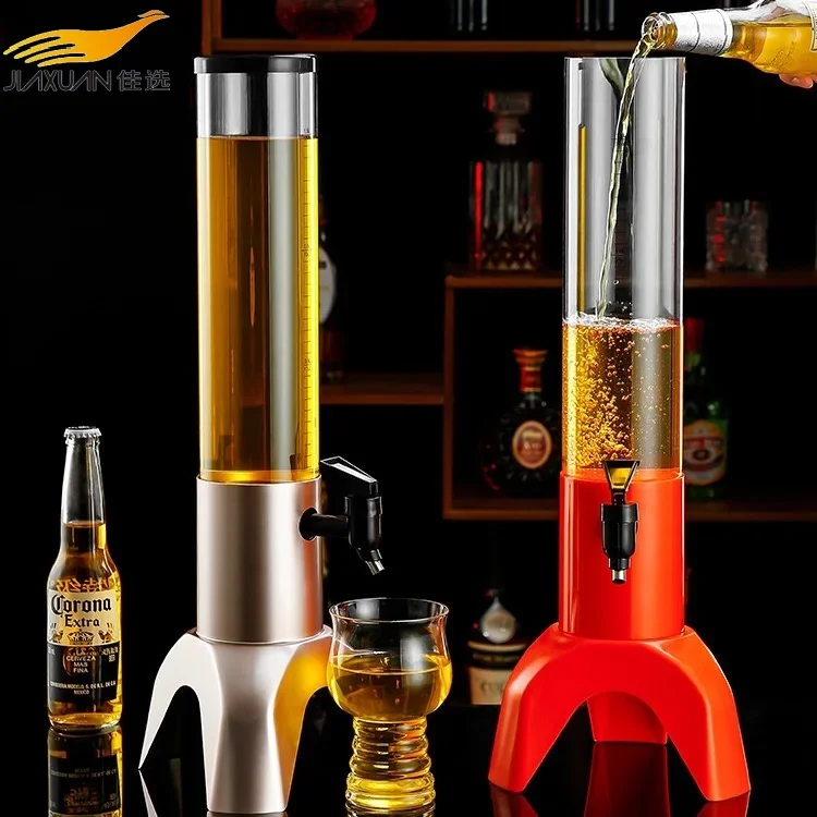 Best-selling Drinking beer tower 3.0 liter Beer Dispenser Tap Portable Led Light with stainless steel ice tube