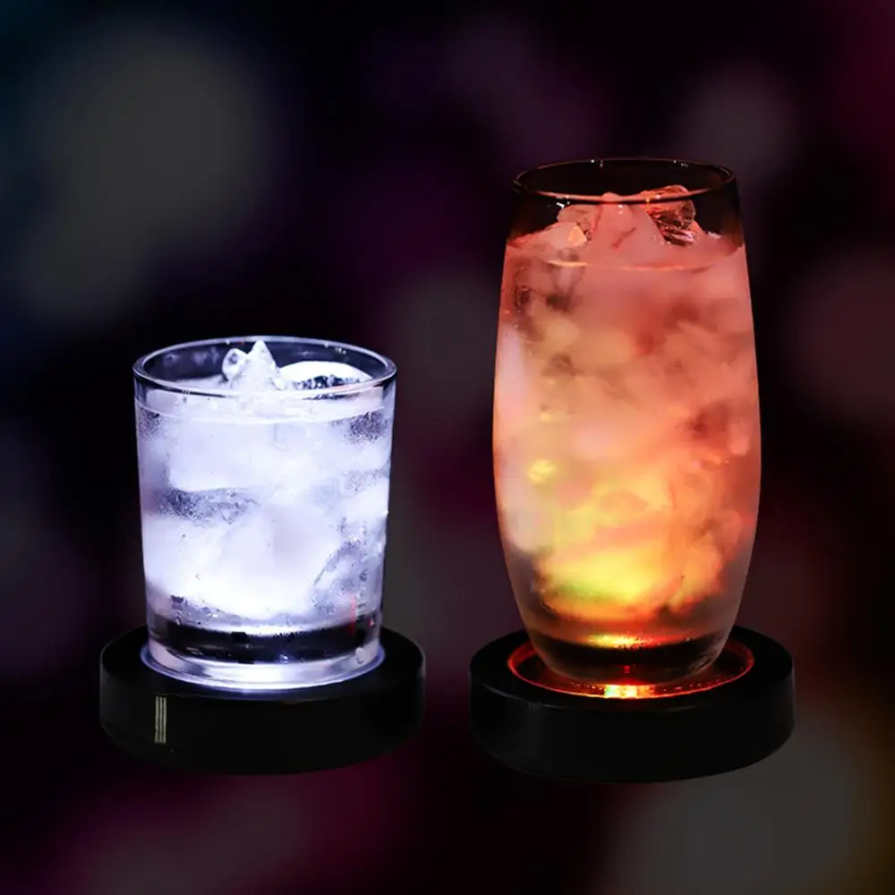 Mini LED Coaster Glow Bottle Light Stickers Bright Xmas Nightclub Bar Party Vase Decoration LED Glorifier Drink Cup