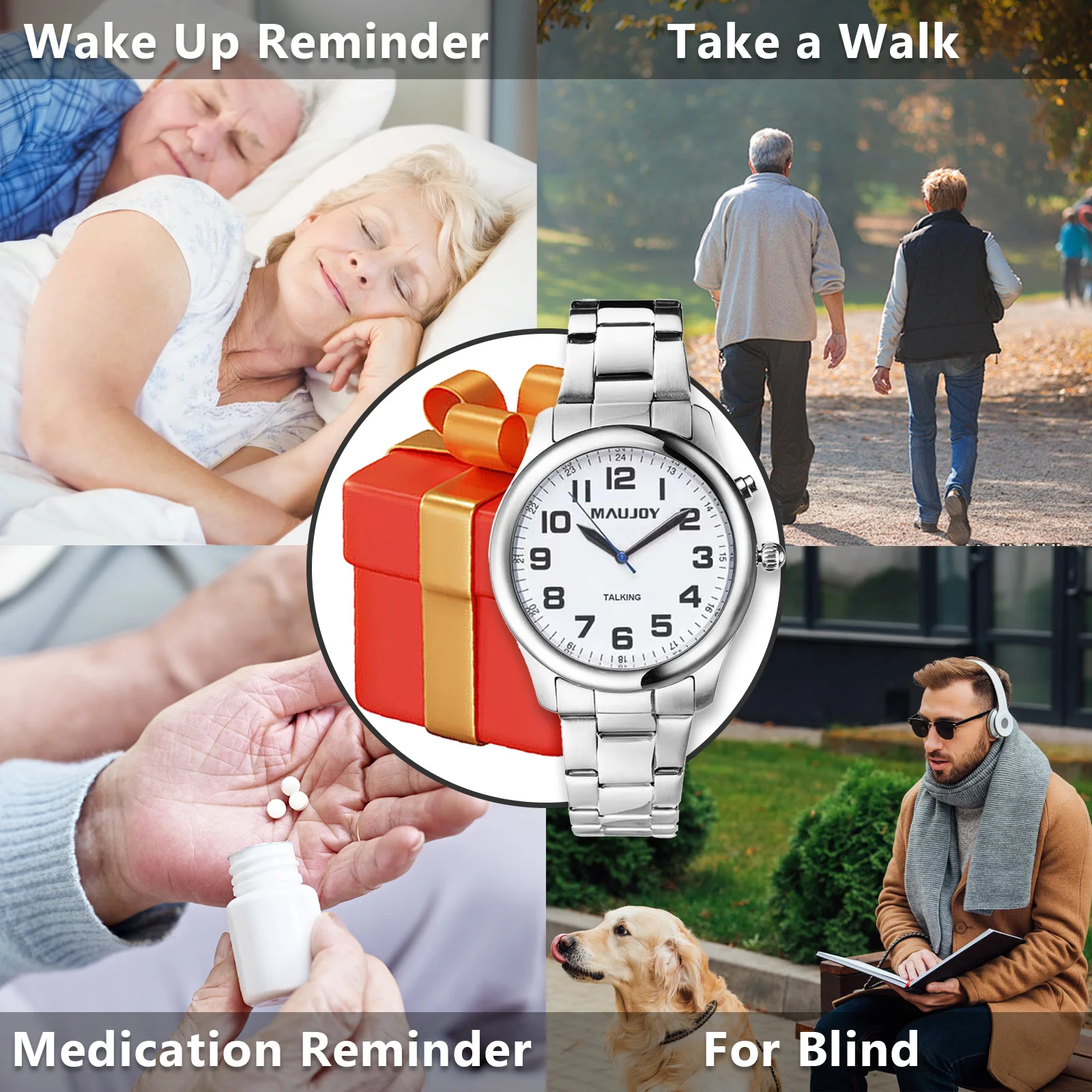 English Talking Watch for Women Speaks The Time, Date or Alarm time for Elderly, Impaired Sight or Blind