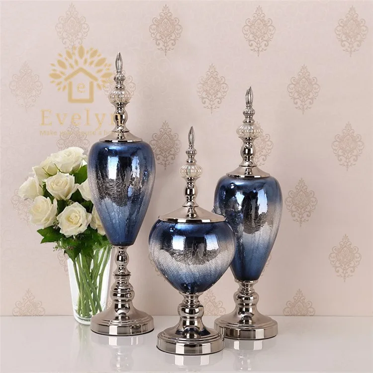 Designed mosaic crackle glass flower vase for home decor