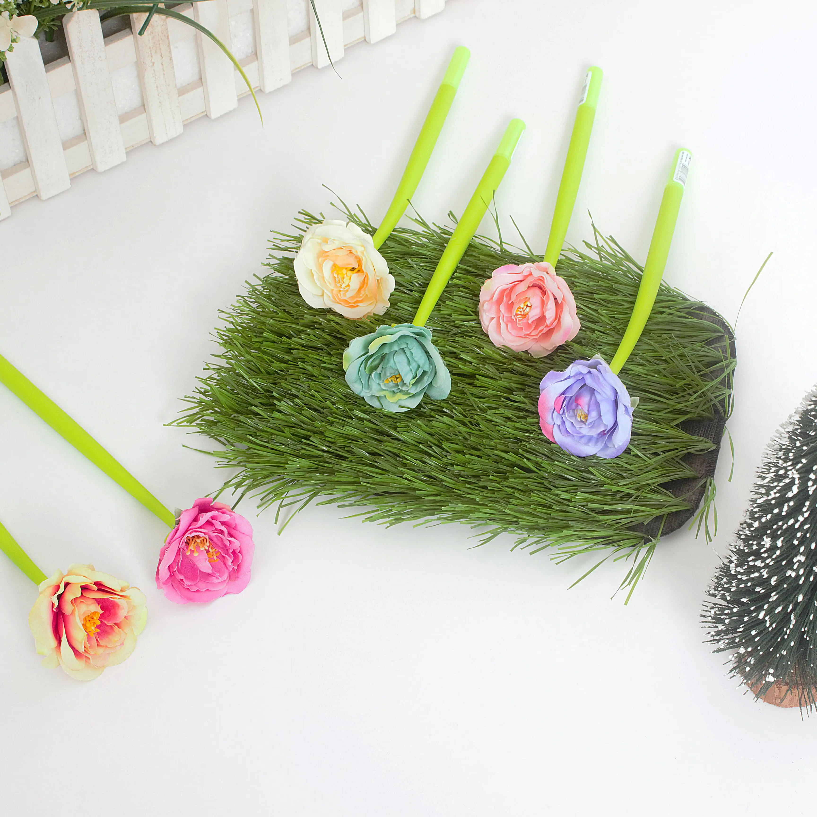 Stationery plant flower soft silicone 0.5mm gel pen simulation Chinese rose ballpoint pen for classmate gift school supplies