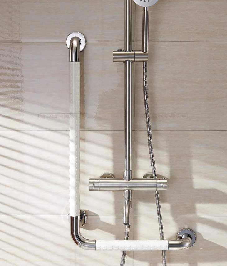 Luxurious 304 Stainless Steel L Shape bathroom Grab Rail and Shower Grab Bar