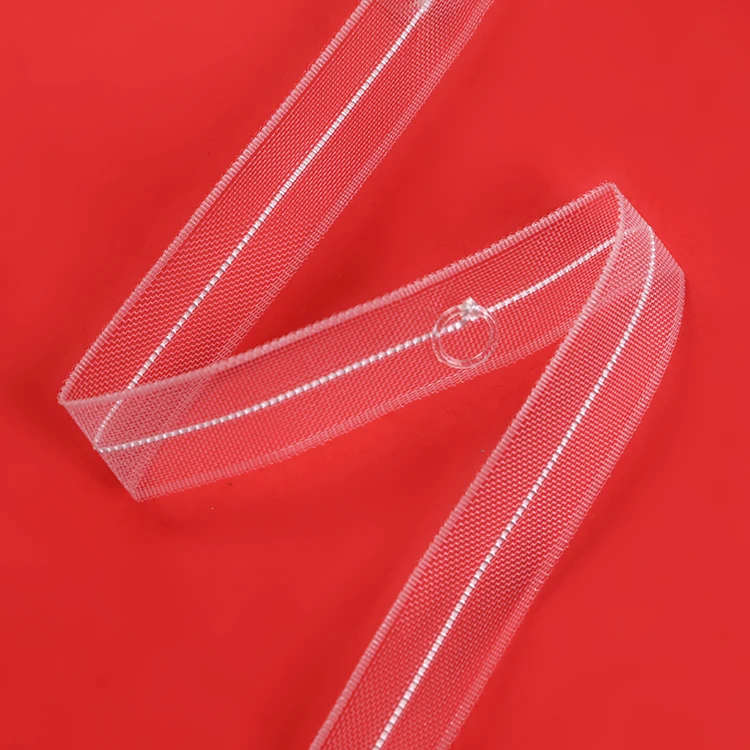 
Home decorative accessories durable wave fold nylon transparent curtain tape with ring 