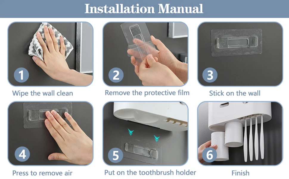 Mount Wall Toothpaste Dispenser And Brush Holder Family Electric Toothpaste Holder Squeeze Toothpaste Holder