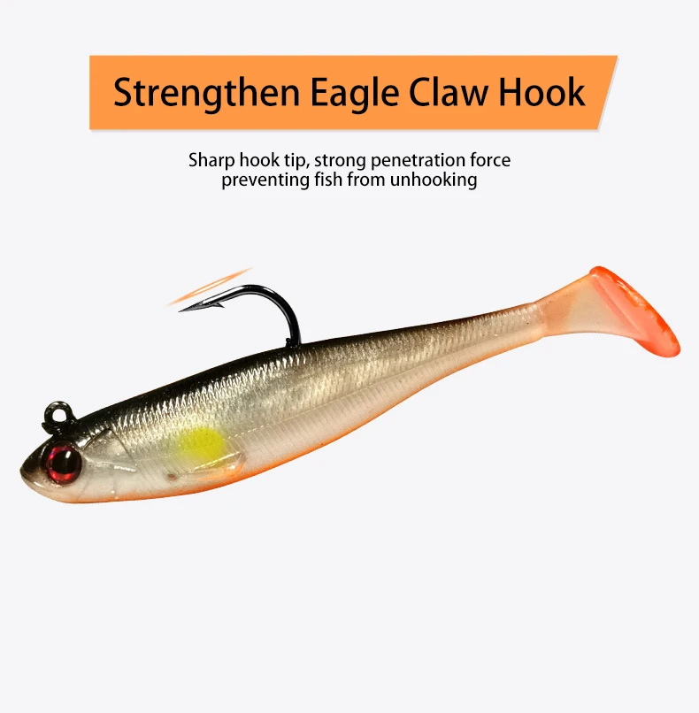 T-tail Floating Waterway Sub Soft Fluorescent Lure Freshwater T-tail Soft Worm Lure Sea Bass Mandarin Culter Alburnus Fish