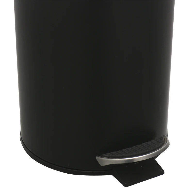 Factory Supplier Black Toilet Rubbish Bins Powder Coated Pot Round Garbage Trash Bin Steel Metal  With Lid