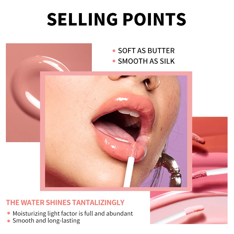 Custom Butter Gloss Lipstick Moisturizing Long Lasting Private Label Shimmer Glitter