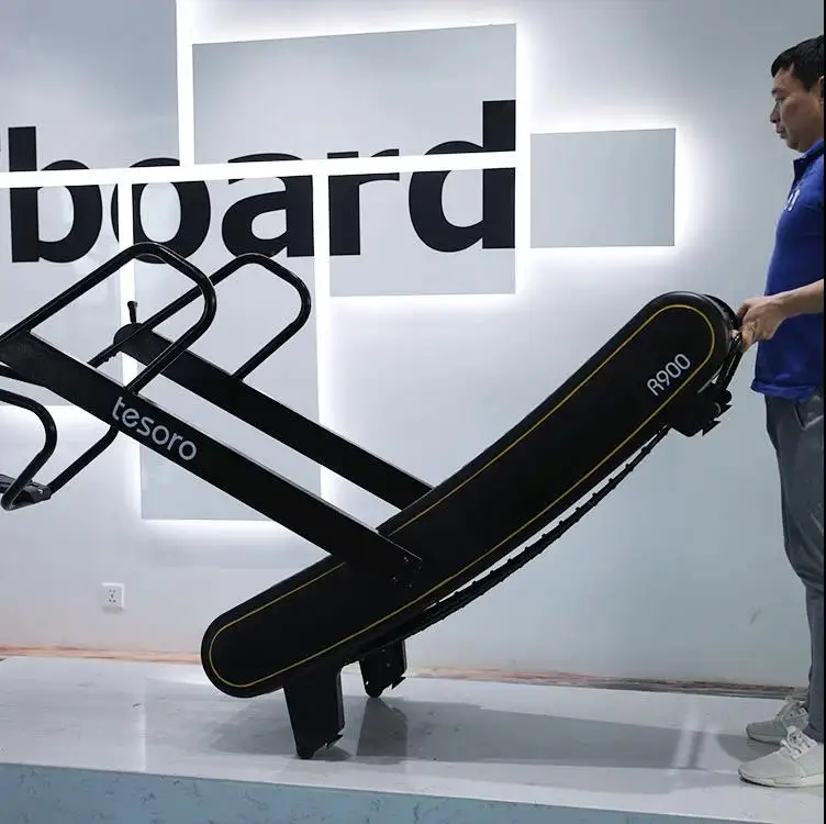 commercial use non-motorized self-powered gym fitness air runner curved  treadmill cardio training