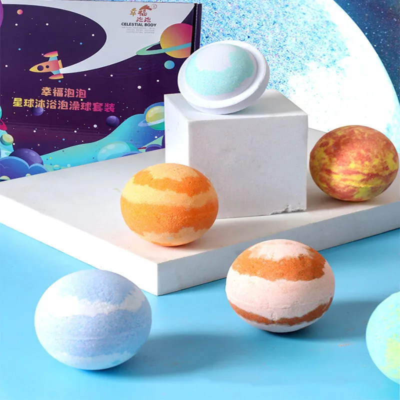 Custom Essential Oil Planetary Kids Ball Packaging Bath Bombs Powder Gift Set Organic Salt Cocoa butter Bath Bombs