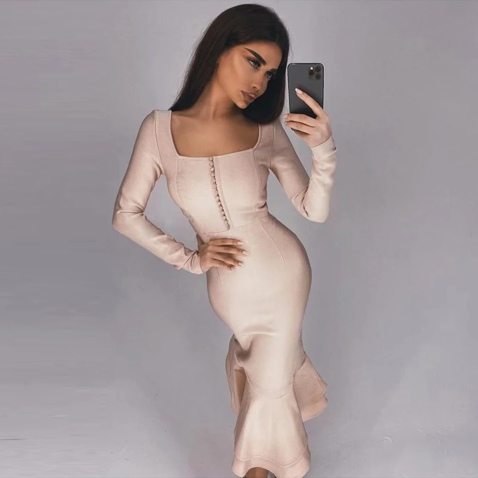 
Formal elegant vestidos de fiesta trendy women clothes long sleeve party cocktail bodycon bandage evening casual dress women 